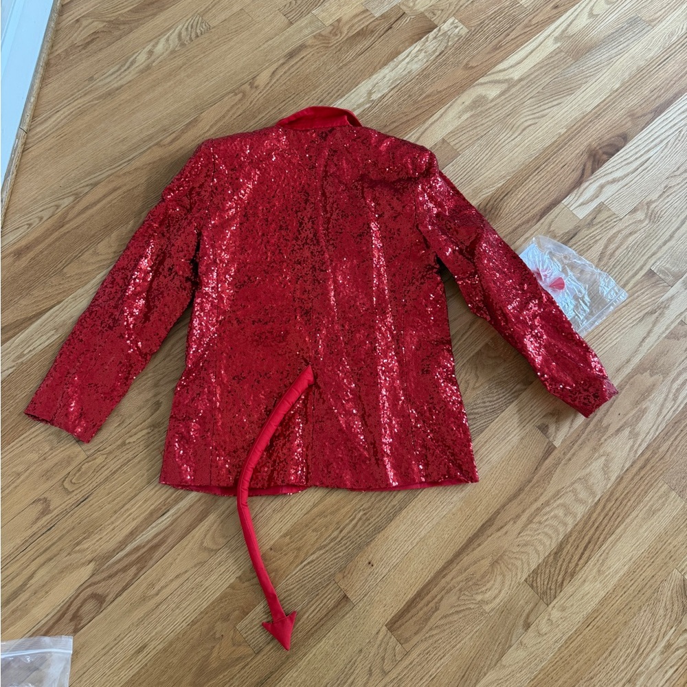 Red sequin devil jacket with devil horns tipsy elves - Picture 4 of 4